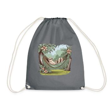 Relaxed sloth enjoyment in tropical paradise - Drawstring Bag - grey - Front