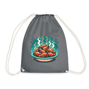 Tempting Hot Chicken Wings Delight - Drawstring Bag - grey - Front
