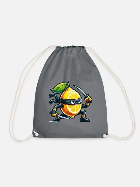 Zitrone Ninja Mit Samurai-Schwert - Turnbeutel - Grau