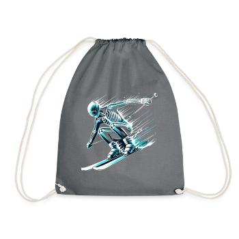 Skeleton skier full of energy and - Drawstring Bag - grey - Front