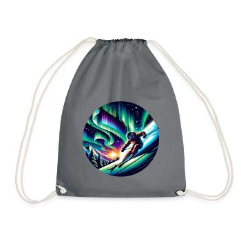 Adventurous skiing under the Northern Lights - Drawstring Bag - grey - Front