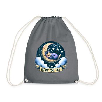 Dreams come true: moon-sleeping baby in the - Drawstring Bag - grey - Front
