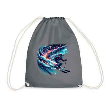 Cosmic skier in space - Drawstring Bag - grey - Front