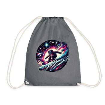 Space Snowboard Adventure - Drawstring Bag - grey - Front