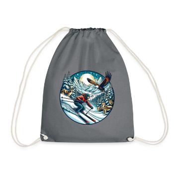 Adventure skiing in the wilderness - Drawstring Bag - grey - Front