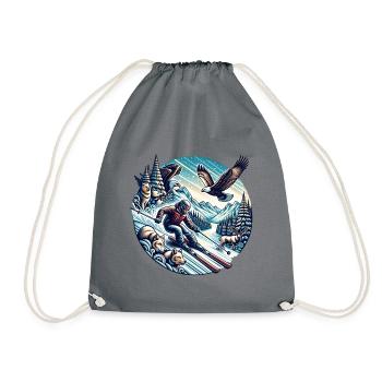 Winter adventures in the mountains with wildlife - Drawstring Bag - grey - Front