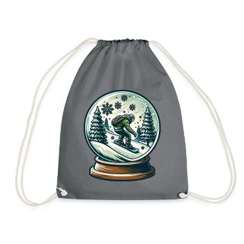 Winter Adventure Snow Globe Design - Drawstring Bag - grey - Front