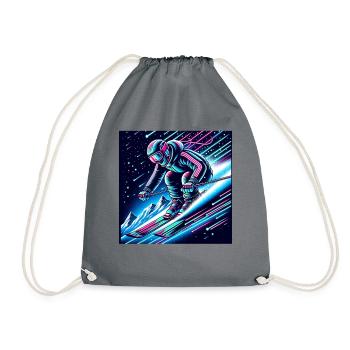 Neon Skier Adventure in the Alps - Drawstring Bag - grey - Front
