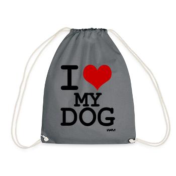 i love my dog - Turnbeutel - Grau - Vorne