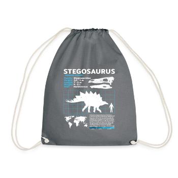 Stegosaurus Datasheet - Drawstring Bag - grey - Front