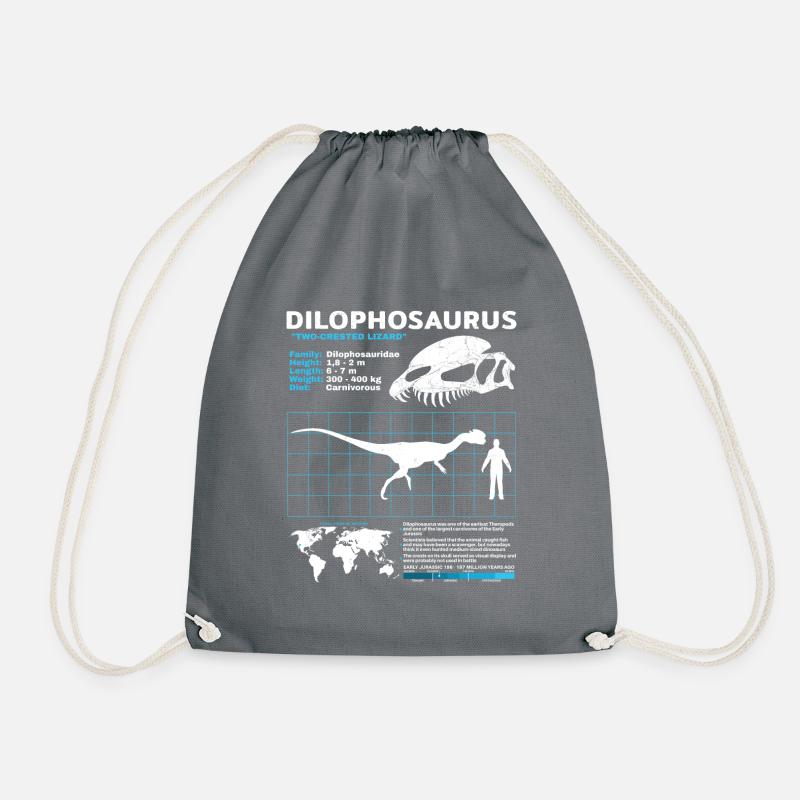 Dilophosaurus Datenblatt - Turnbeutel - Grau