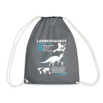 Lambeosaurus Data Sheet Fact Sheet - Drawstring Bag - grey - Front