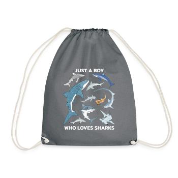 Just a boy who loves Sharks - Drawstring Bag - grey - Front