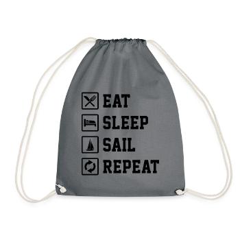 Eat Sleep Sail Repeat Sailor Skipper Captain Sailb - Turnbeutel - Grau - Vorne