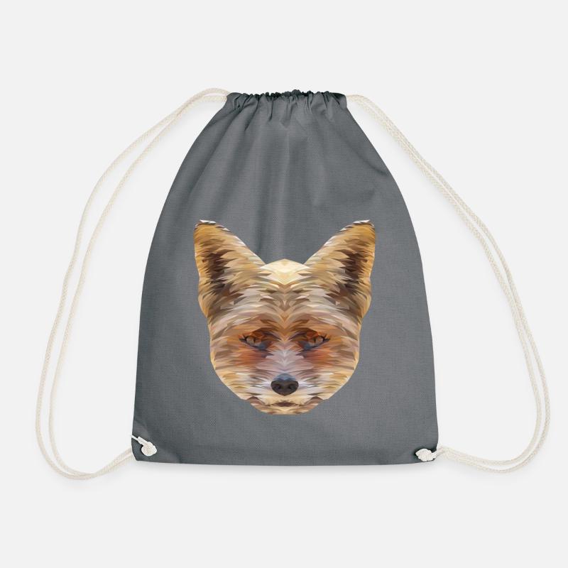 Fox Polygon - Drawstring Bag - grey