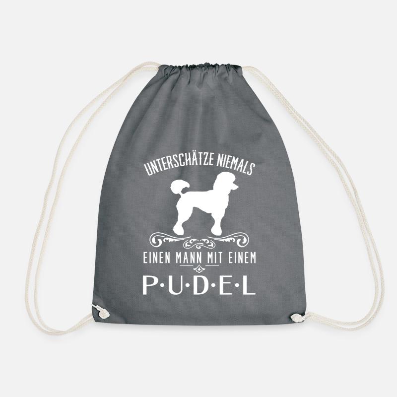 Unterschätze niemals einen Mann mit einem Pudel - Turnbeutel - Grau