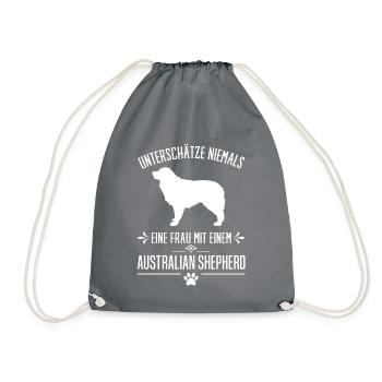 Australian Shepherd - Unterschätze niemals eine... - Turnbeutel - Grau - Vorne