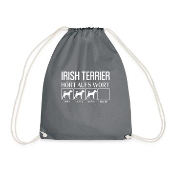 Irish Terrier - Hört aufs Wort - lustig, Hunde - Turnbeutel - Grau - Vorne