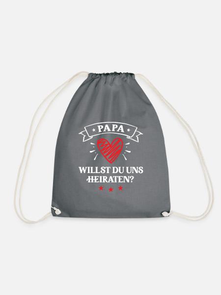 Heiratsantrag Ideen Lustig Verloben Papa Hochzeit - Turnbeutel - Grau