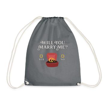 Will You Marry Me Deco Funny Marriage Proposal Idea - Drawstring Bag - grey - Front