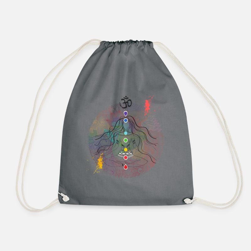 Meditation Buddhism psychedelic Om Rave Goa - Drawstring Bag - grey