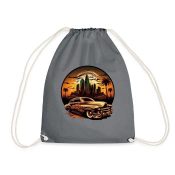 Muscle car v8 in front of the skyline New York America - Drawstring Bag - grey - Front