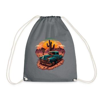 Pick up truck with V8 in the desert of the USA - Drawstring Bag - grey - Front