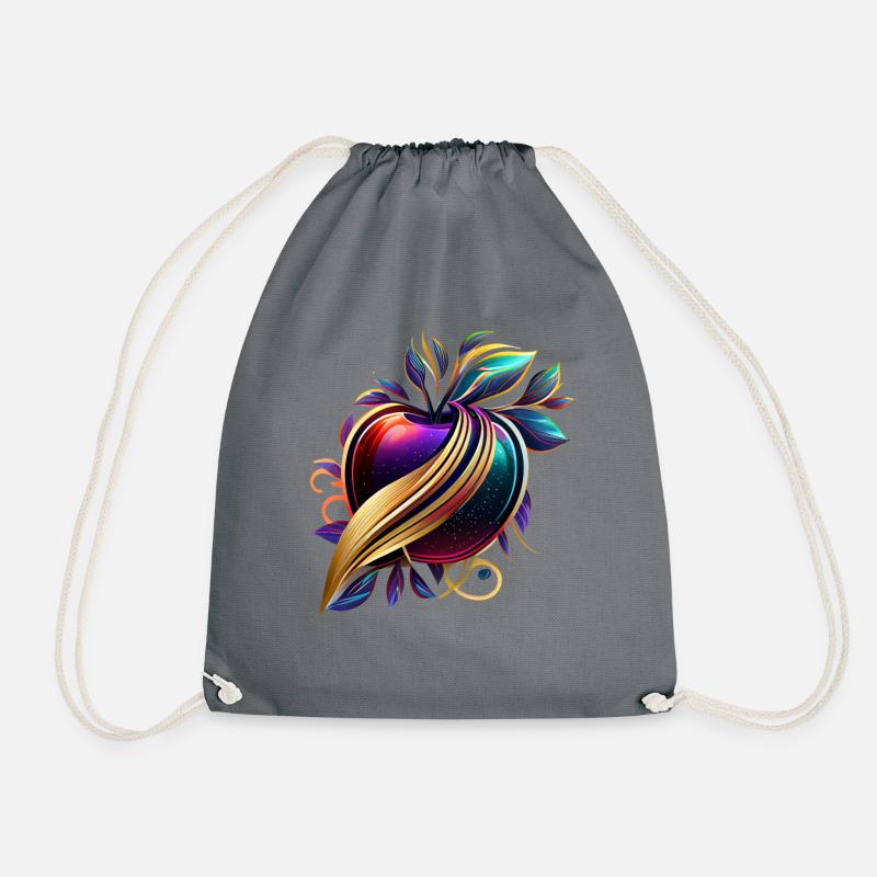 Coloured apple in futuristic design - Drawstring Bag - grey