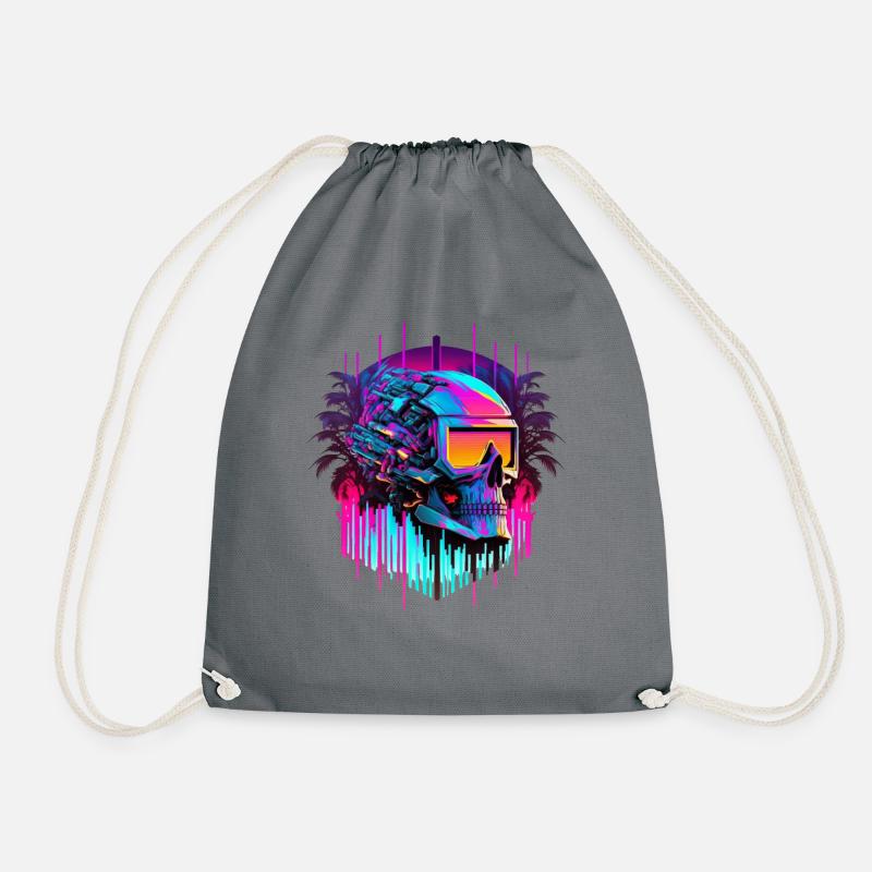 Totenkopf mit Helm als Pop art Look - Turnbeutel - Grau