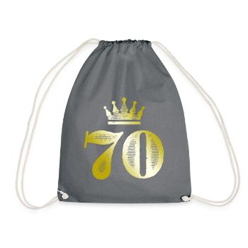 70 Zahl Krone Gold - Turnbeutel - Grau - Vorne