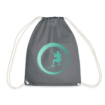 Sporty Hobby Leidenschaft Kiteboard - Turnbeutel - Grau - Vorne
