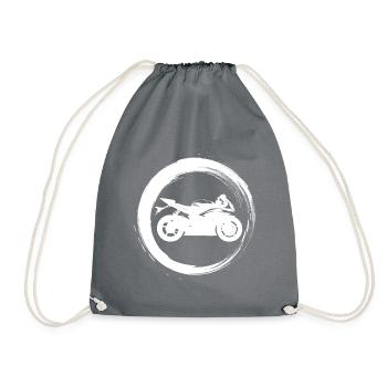 Sporty Hobby Leidenschaft Motorrad - Turnbeutel - Grau - Vorne