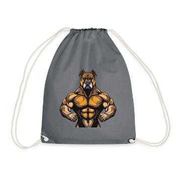 Dog Muscles Bodybuilding - Drawstring Bag - grey - Front