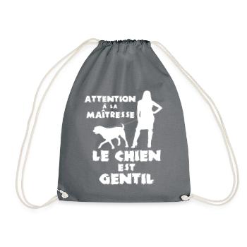 ATTENTION À LA MAÎTRESSE - LE CHIEN EST GENTIL - Sac de sport léger - gris - Devant