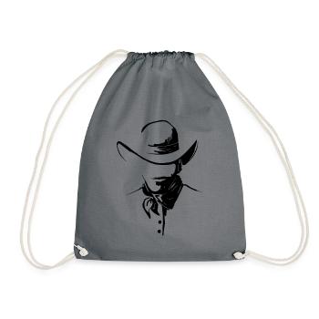 Cowboy avec chapeau occidental - Sac de sport léger - gris - Devant
