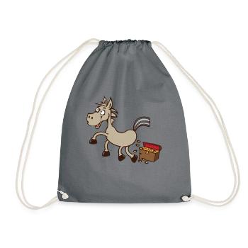 Gold donkey poops gold coins - Drawstring Bag - grey - Front
