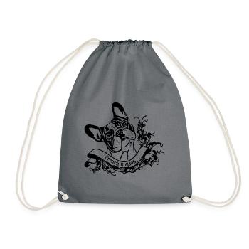 Français Bulldog sur Retro Banner - Sac de sport léger - gris - Devant