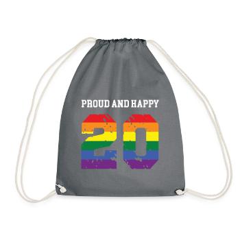 20. Geburtstag Jahrgang 2003 LGBT Regenbogen 20th - Turnbeutel - Grau - Vorne