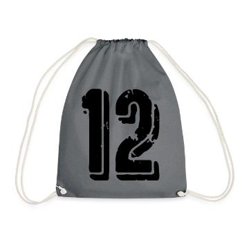 12 Zahl Trikot - Turnbeutel - Grau - Vorne