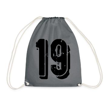 19 Zahl Trikot - Turnbeutel - Grau - Vorne