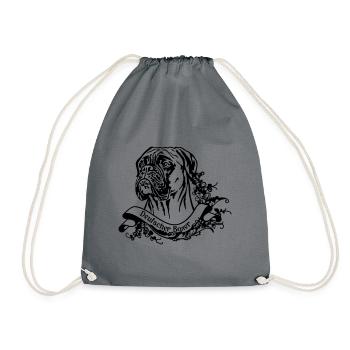 German Boxer on Retro Banner 2 - Drawstring Bag - grey - Front