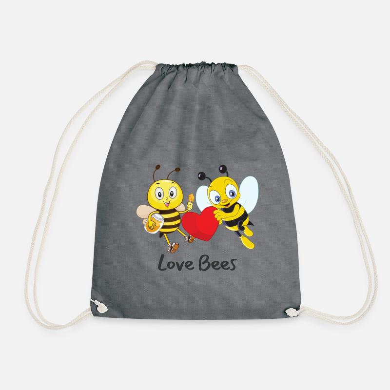 Love Bees - Save The Bees - Drawstring Bag - grey