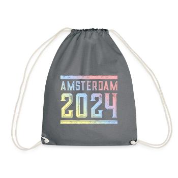 Amsterdam 2024 Bunt - Turnbeutel - Grau - Vorne