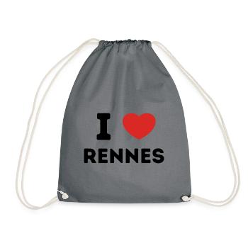 I Love with Heart Rennes - Drawstring Bag - grey - Front