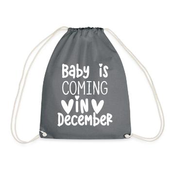 Baby kommt im Dezember zur Welt - Turnbeutel - Grau - Vorne