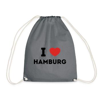 I Love with Heart Hamburg - Drawstring Bag - grey - Front