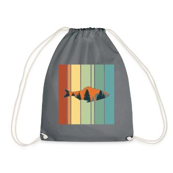Fishing Angler Fishing Rod - Drawstring Bag - grey - Front