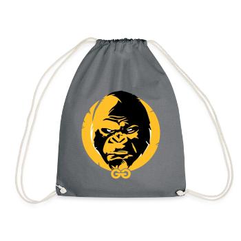 Grosser grimmiger Gorilla Kopf - Turnbeutel - Grau - Vorne