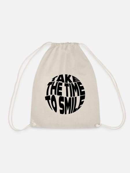 Take the Time to smile - Drawstring Bag - nature