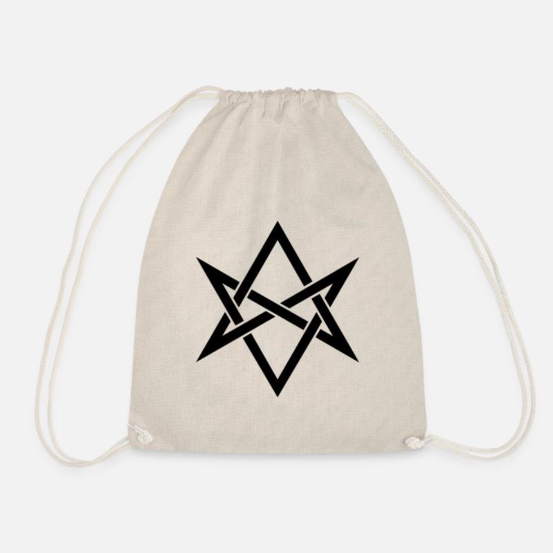 Unicursal hexagram, Golden Dawn, Kabbalah, Magick - Drawstring Bag - nature